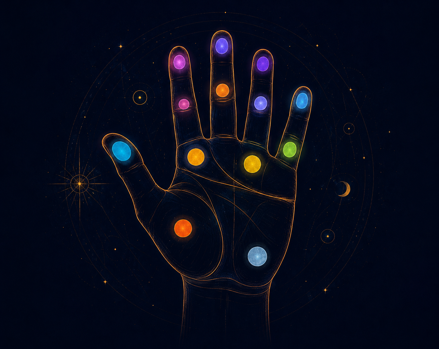 Hand diagram showing the mounts: Jupiter, Saturn, Apollo, Mercury, Mars, Venus and Moon